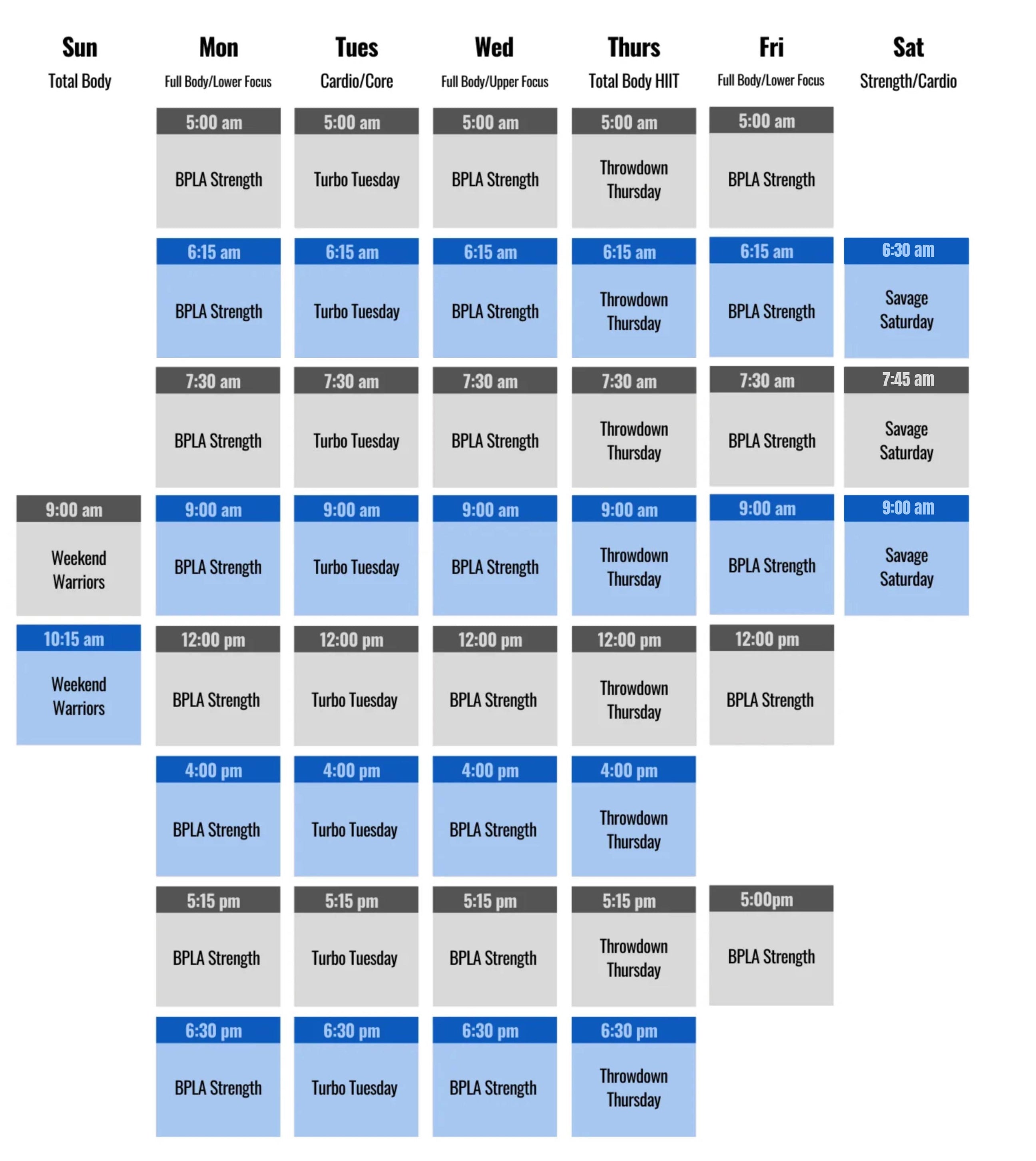 CLASS SCHEDULE The Blueprint LA